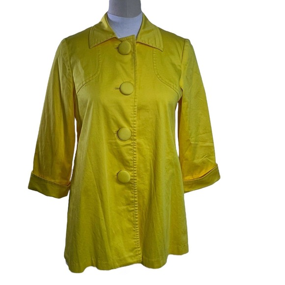 Spense Trench Coat Womens Button Up Yellow M - Picture 1 of 8